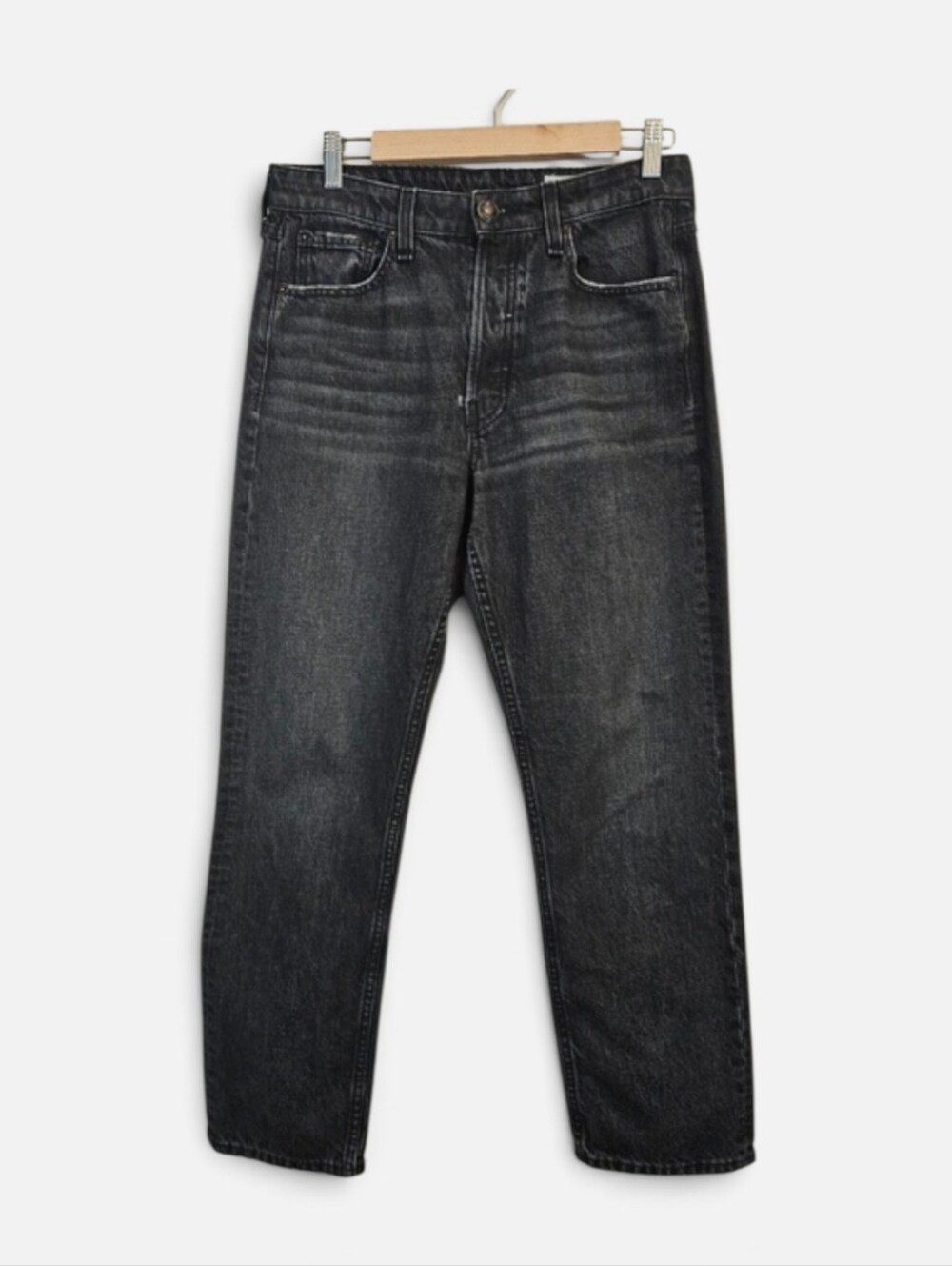 Rag & Bone Maya High Rise Ankle Slim Black Was Denim Jeans Size 28 Button Fly
